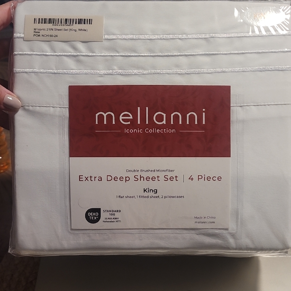 Iconic Collection White King Sheet Set